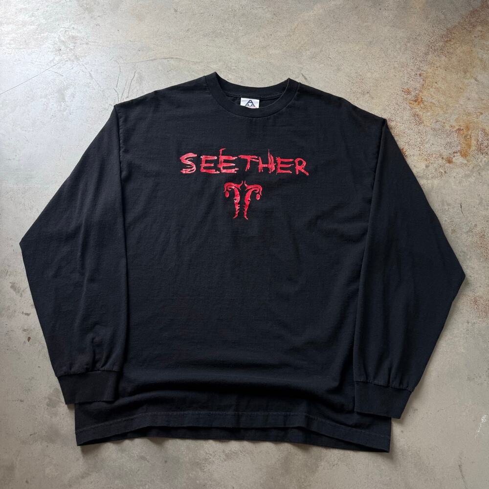 Vintage Y2K Seether Grunge Rock Band Logo Promo Longsleeve T-shirt Size XL Rare